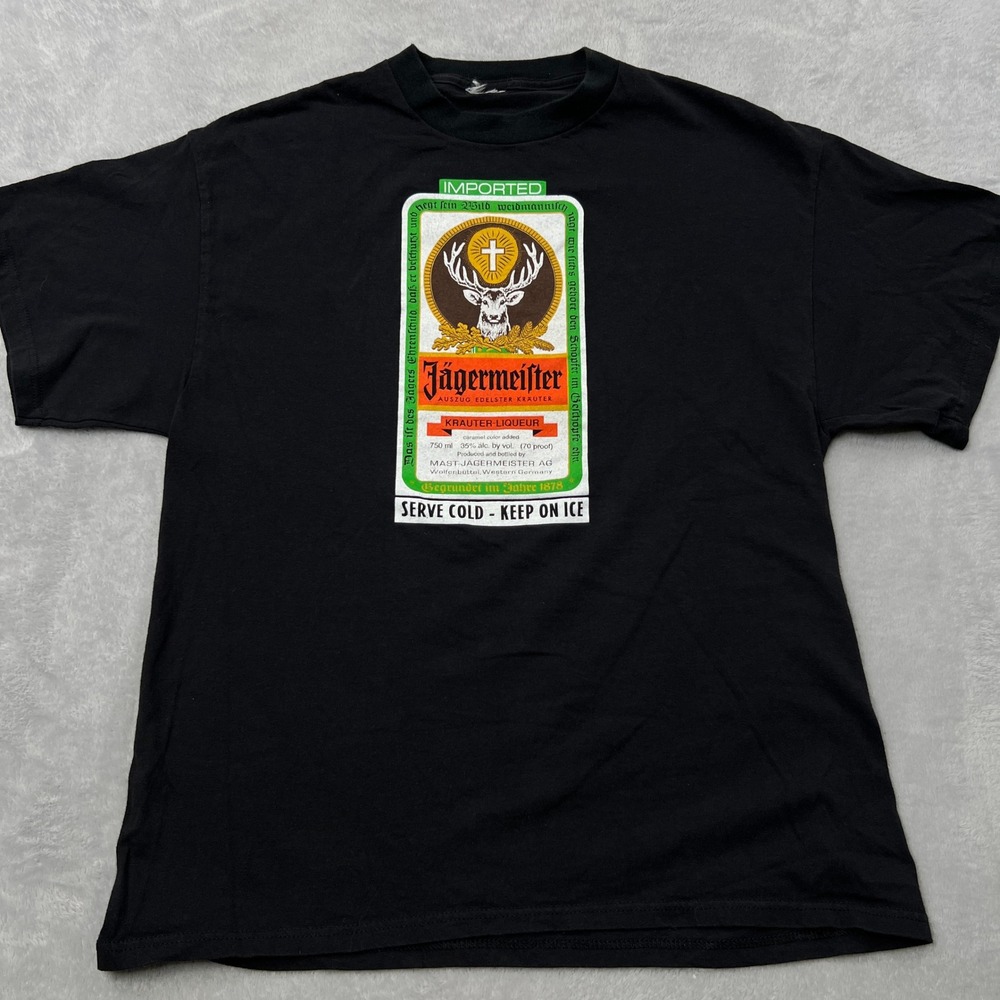 Jagermeister Full Metal Jackie Graphic T-Shirt Size L Black Mens Promo Metal Tee